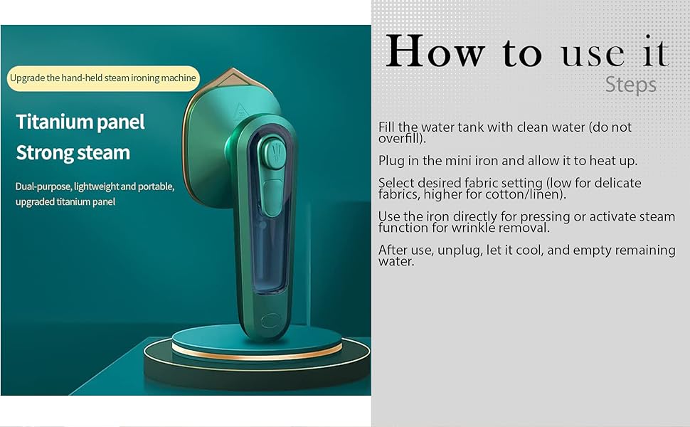 2-in-1 Foldable Handheld Micro Steam Iron: Portable Ceramic Soleplate Steamer for Dry & Wet Ironing