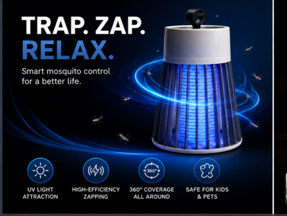 USB Rechargeable Mosquito Killer Lamp – 360° UV Insect Trap | Silent Indoor Bug Zapper | Chemical-Free Mosquito Catcher for Home, Bedroom & Office