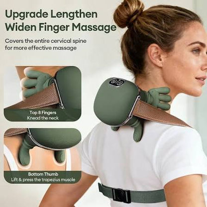 Electric Neck and Shoulder Massager with Heat: 4D Simulated Finger Kneading Back Massager for Trapezius Muscle & Deep Tissue Pain Relief