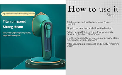 2-in-1 Foldable Handheld Micro Steam Iron: Portable Ceramic Soleplate Steamer for Dry & Wet Ironing