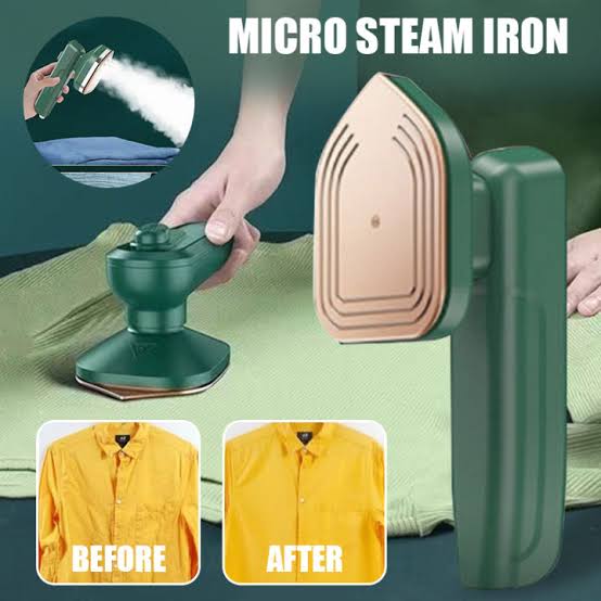 2-in-1 Foldable Handheld Micro Steam Iron: Portable Ceramic Soleplate Steamer for Dry & Wet Ironing