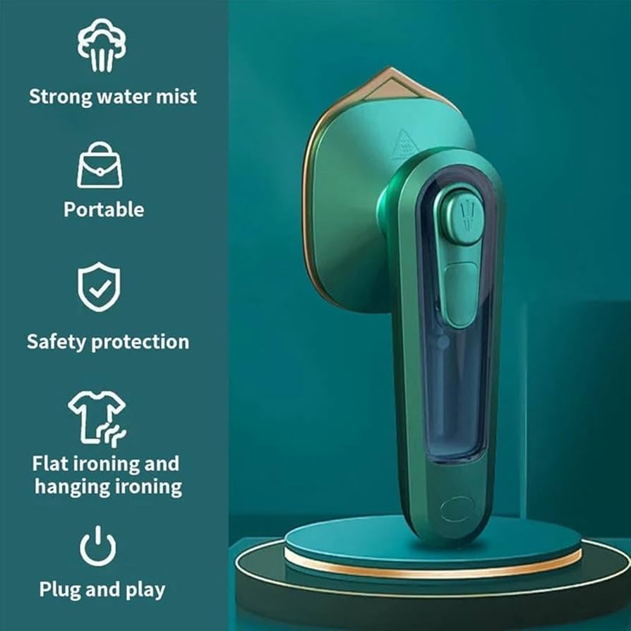2-in-1 Foldable Handheld Micro Steam Iron: Portable Ceramic Soleplate Steamer for Dry & Wet Ironing