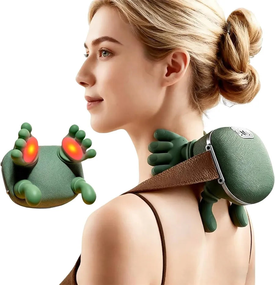 Electric Neck and Shoulder Massager with Heat: 4D Simulated Finger Kneading Back Massager for Trapezius Muscle & Deep Tissue Pain Relief