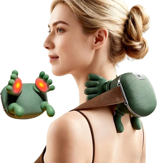 Electric Neck and Shoulder Massager with Heat: 4D Simulated Finger Kneading Back Massager for Trapezius Muscle & Deep Tissue Pain Relief